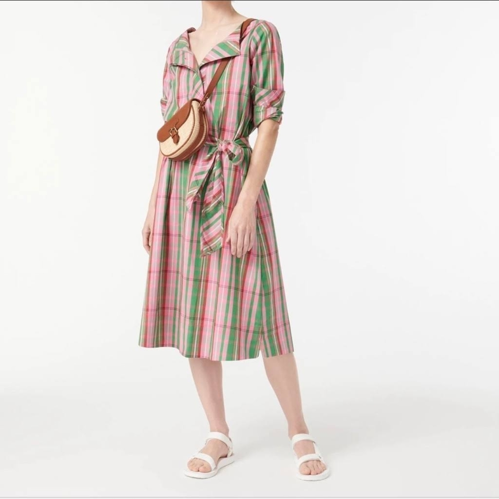 J Crew Re-Imagined Stretch Organic Cotton Poplin Shirt Dress